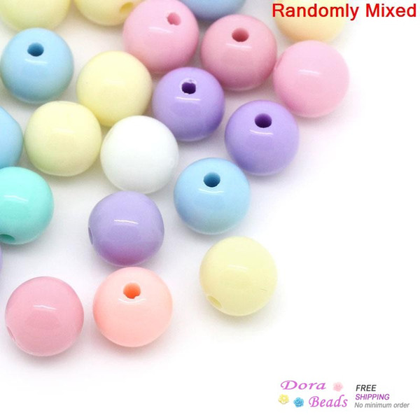 Acrylic Spacer Beads Round Mixed 6mm Dia,Hole:Approx 1.5mm,500PCs (B28558)