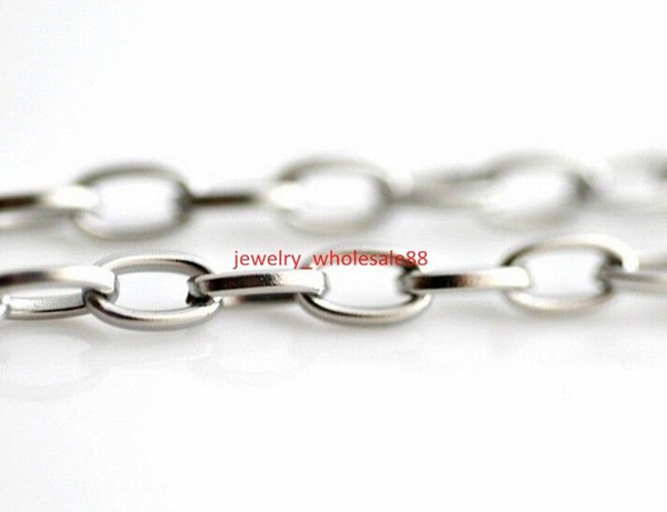 wholesale 5 meter/ Lot 4mm Fashion Jewelry Finding stainless steel Silver Smooth Oval Link Chain Finding / Marking DIY Necklace Bracelet