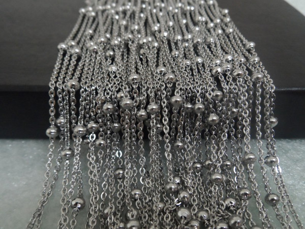 Daily Deals wholesale price 5meter / Lot Silver Stainless Steel Fashion Beads Link chain DIY jewelry finding/ Marking Women 4mm ball fine