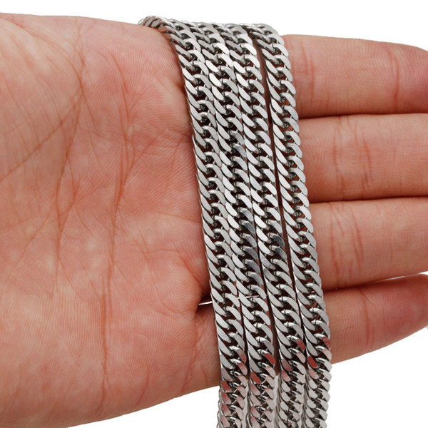 Good Price in bulk Lot 5 Meters 4mm Silver 316L Stainless steel High Quality Curb chain Jewelry finding Chain DIY Necklace 4mm Wide