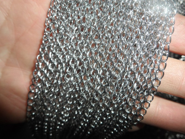 wholesale 10meter Silver tone Stainless Steel Thin 2mm curb chain jewlery findings marking DIY FOR WOMEN MEN .