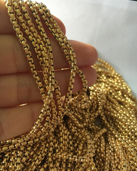 GNAYY wholesale 3meter lot in bulk stainless steel Gold plated Box Rolo chain jewelry Findings marking DIY 3mm wide