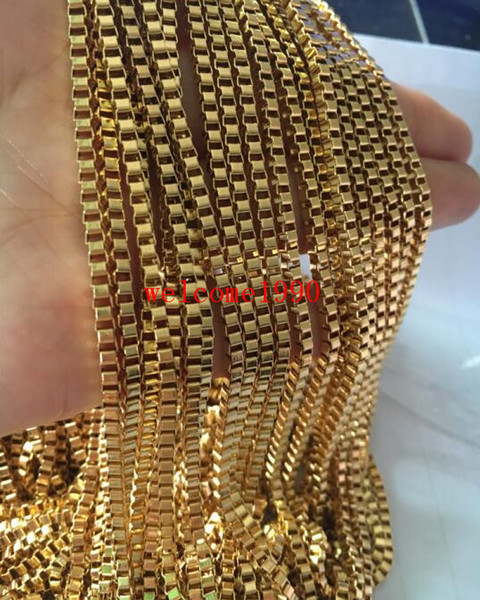 Fashion Jewelry Lot 5meter Gold tone Stainless Steel Charming 2.4MM Box Link Rolo Chain Jewelry Finding / Marking Chain DIY