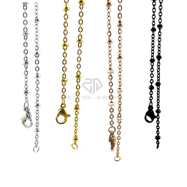 Free shipping silver ball station chain with lobster clasp (36-61cm)can be choose stainless steel ball station chain