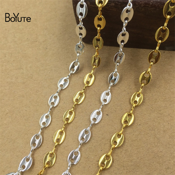 BoYuTe (2 Meters/Lot) 5*7MM Oval Charm Link Silver Gold Plated Metal Chain Diy Jewelry Materials