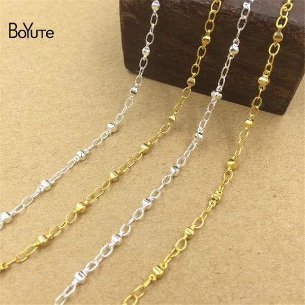 BoYuTe (2 Meters/Lot) Silver Gold Plated 3MM Bead Charm Link Metal Handmade Chain Diy Jewelry Findings