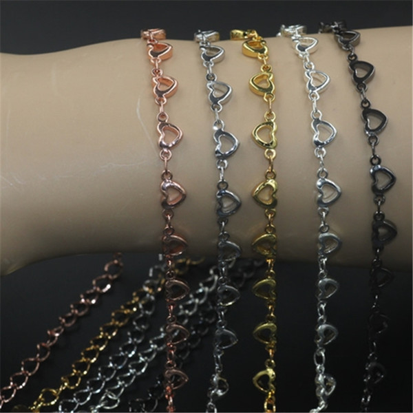 BoYuTe 5 Pieces Women Bracelet Jewelry 5 Colors Plated Handmade Heart Chain Link Bracelet Jewelry Findings & Components