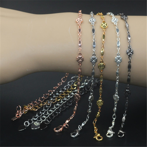 BoYuTe 5 Pieces Women Bracelet Jewelry 5 Colors Plated Handmade Flower Chain Link Bracelet Jewelry Findings & Components