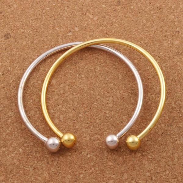 Vogue SP Smooth Bangle New Silver/Gold Plated Bracelet Fit European Charm Beads 19cm Jewelry DIY BB69