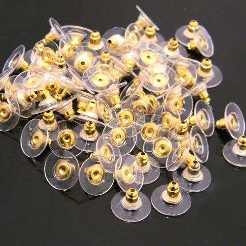 1000Pcs 7x11mm Stud Earring Stopper Plugs UFO Shape Silicone Round with Metal Post Nuts Gold Silver Plated For DIY Jewelry Findings