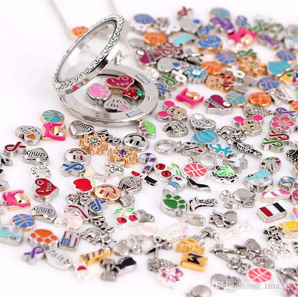 New zinc alloy necklace pendant phase box floating locket charms jewelry accessories mixed batch 4035