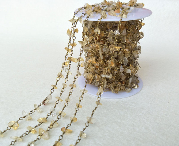 Natural Stone yellow Crystal Citrine Chips Jewelry Finding Necklace Chains,Gold Color DIY necklace bangle jewelry making LZ30