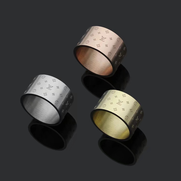 2019 Fashion Popular European and American Jewelry Brand Designer Stainless Steel Tone 12mm wide men women wedding rings