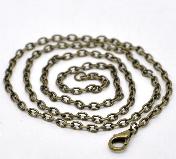 Free Shipping 24 Strands Bronze Plated Lobster Clasp Link Chain Necklaces 20'' wholesale jewelry making DIY