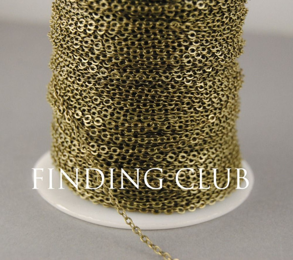 New factory 20 Meters 2mm Silver Bronze Gold Plated Chain Flat Cable Chain Findings in Bulk C02