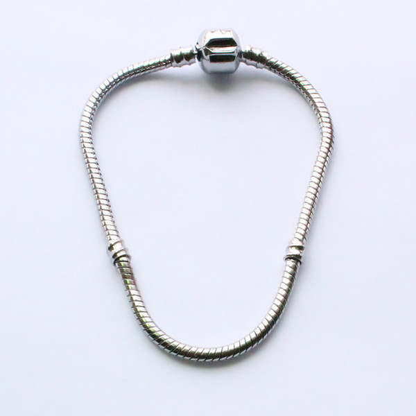 Promotion Copper Plated Silver Screw Bare Bracelet Hand Chain Fits Eurpean Beads Charms 17-21CM Length Necklace