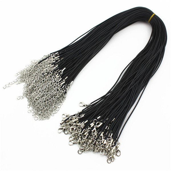 Multi Colors 50pcs/lot Black Leather Necklace Leather Cords 2mm With Lobster Clasp DIY Jewelry accessories Findings