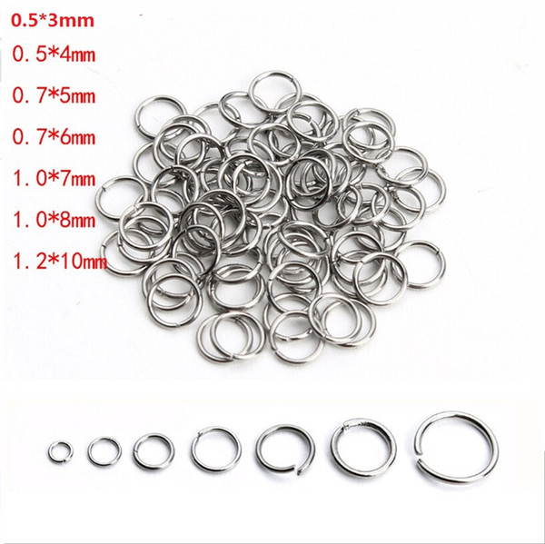 200pcs/lot 3/4/5/6//7/8/10mm Stainless Steel Jump Rings Single Loops Open Jump Rings & Split Rings For DIY Jewelry Finding