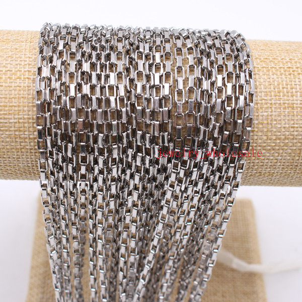 in bulk 5meter /lot Jewelry Finding Chain silver Stainless Steel 2.5mm/ 3mm Long Box Link chain marking Women Men