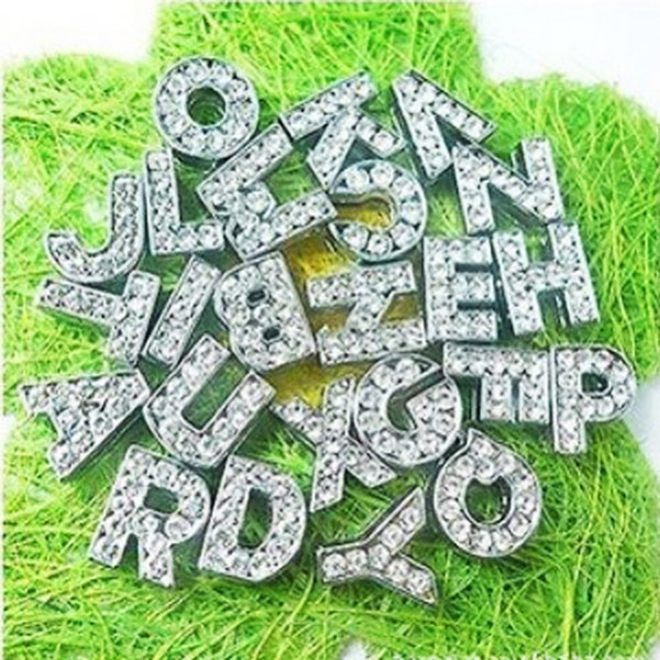 English Alphabet A-Z DIY Slide letters 10mm inlay diamond English letter DIY