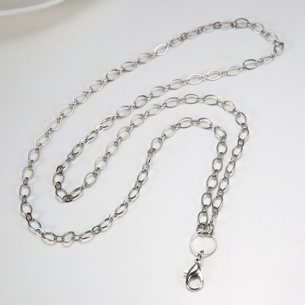 floating locket chain women's White gold color lobster 80cm rolo chain necklace for floating glass locket xmas mother