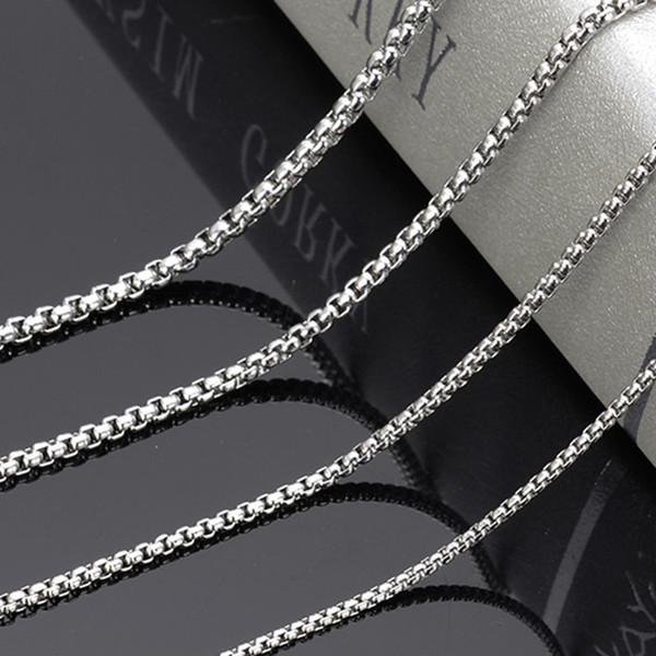 2/3/4/5/6/7MM Unisex Silver Box Chain Stainless Steel Smooth Round Link Chain