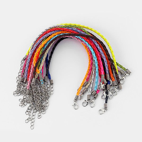 50 pcs Multicolor Leather Braided Charm Bracelet Love For Bead lobster Clasp Fine Jewelry