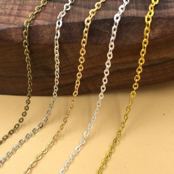 100M 2*3MM Plain flat bulk Metal Iron Rolo Necklace Chains Rhodium Silver KC Gold Antique Bronze Color link Chain for DIY Jewelry Making