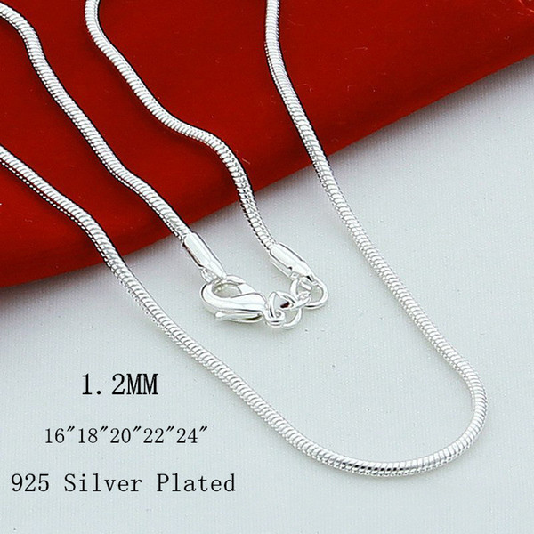 Korean chain Necklace/Pendant Chain wholesale 925 Sterling Silver plated Snake Chain Of 1.2MM length16