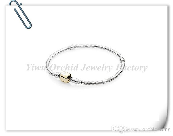 925 Silver Plated Bracelet Snake Chain 20CM With Barrel Clasp Fit European Beads For Pandora Bracelets With Logo DIY