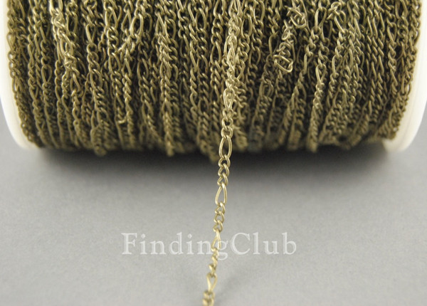 factory/10M(32ft) 6x2mm Antique Bronze Mother Son Figaro Chain C11 -Soldered Chain free shipping