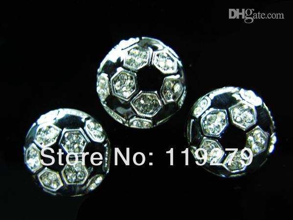 wholesale 10 pieces rhinestone Soccer 8mm SLIDE charms for charm bracelet