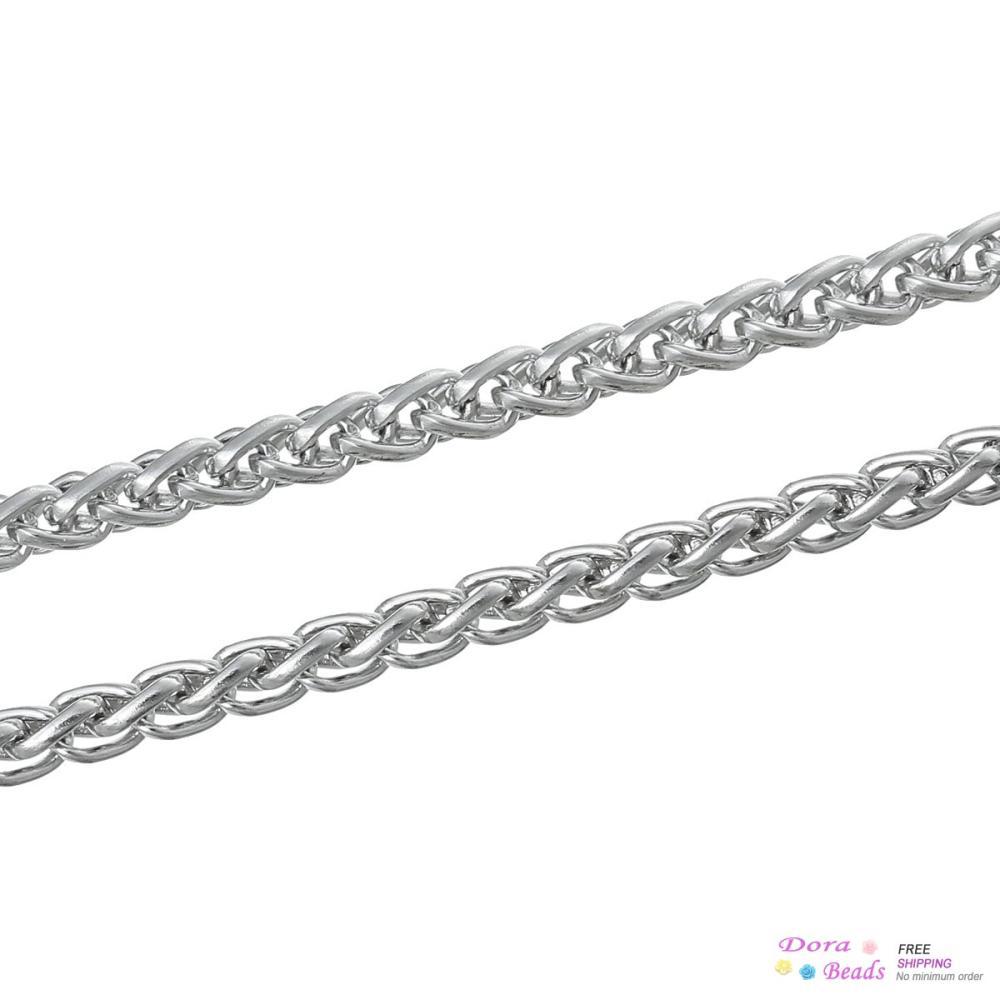 Link Double Chains Findings Silver Tone 5mm x 3.5mm,3M (B35200)