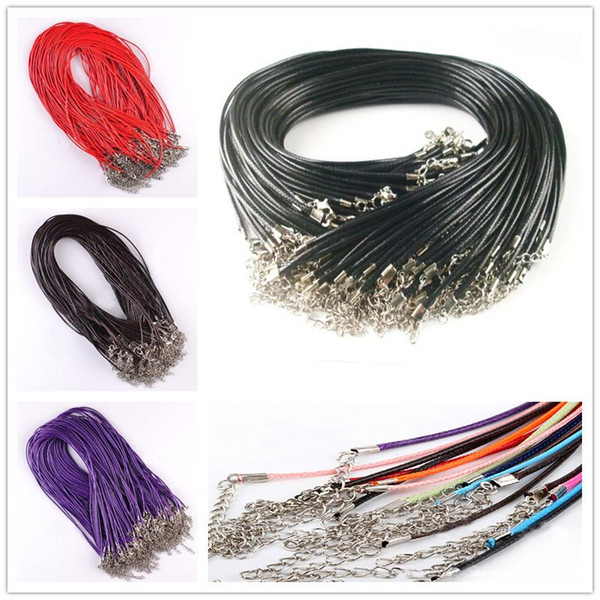 10 Pcs/lot 1.5mm DIY Faux Leather Cord Adjustable Chains Pendant Necklace Rope Charms Findings Lobster Clasp String