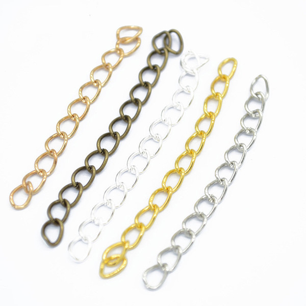 1000pcs 7*50mm Extended Extension Chains 5 Colors Tail Extender for Jewelry Making Findings Necklace Bracelet Chain