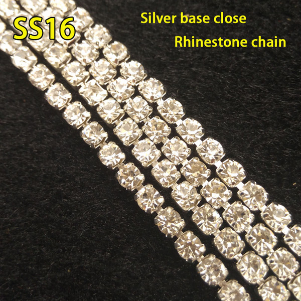 new deals charming crystal rhinestone diy beauty SS16 10YARDS/ROLL 4mm fashion accessories clear close rhinestone cup chain