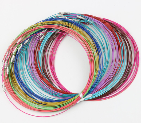 Multi Color Stainless Steel Wire Cord Necklaces new 200pcs/lot Chains Jewelry 18