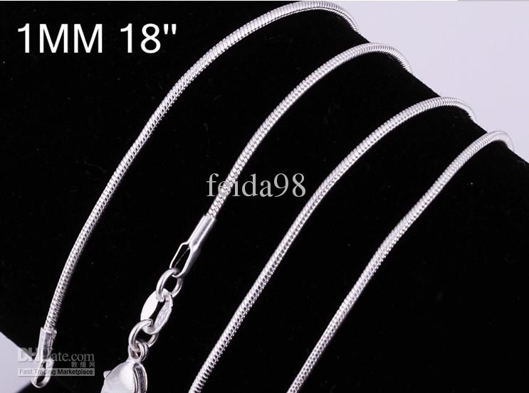 925 silver soft snake bone necklace 1MM snake chain 16 inches to 24 inches 100pcs/lot