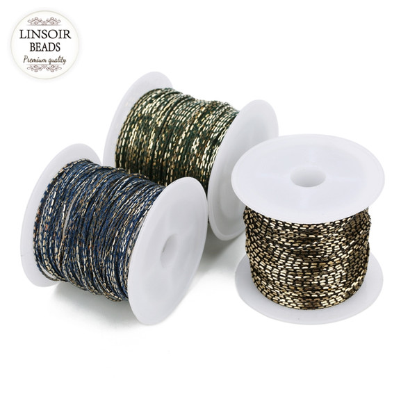 LINSOIR High Quality 10Yards/roll Mulit-color Metal Copper Chain 1mm Width Link Chains For Diy Necklace Jewelry Making