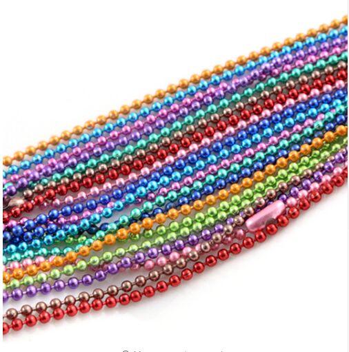 Wholesale - 100pcs/lot 2.4mm 70cm Ball Beads Necklace Chain Black Pink Blue Mixed Chains 10-Colors