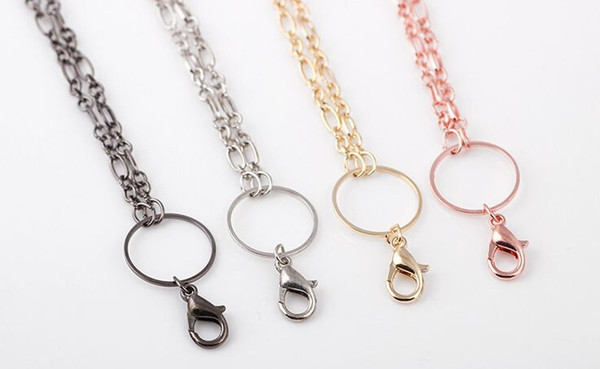 10PCS/lot (4Colors For Choise) Long Chains Necklace With Lobster Clasps For Floating Locket Pendant Jewelry Making