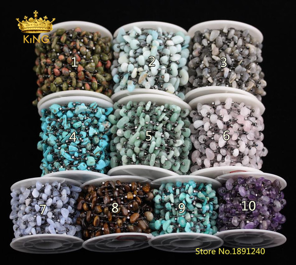 10 Stones choice,5meter Gunmetal Charms Copper Plated Chip Loose Beads Rosary Chains Findings Jewelry Crafts Chokers Bulk HX206