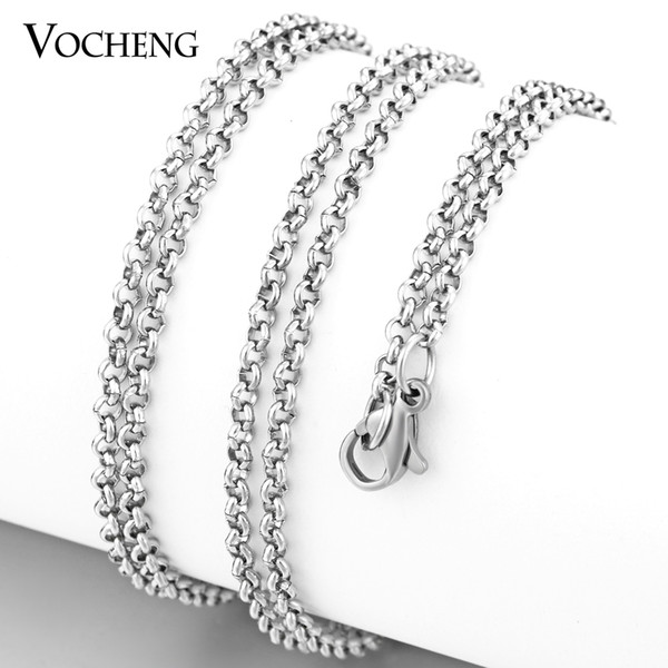 VOCHENG DIY Jewelry 3 Colors Plating 80cm Stainless Steel Chain Lobster Clasp Long Necklace VC-185