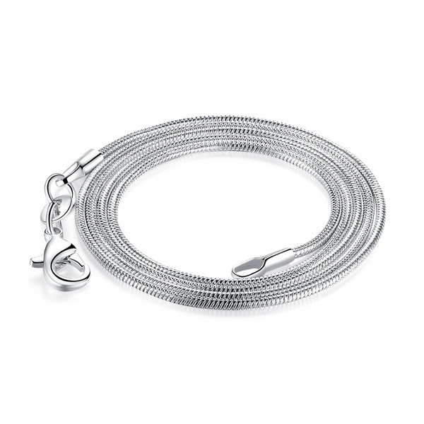 SALE! 100PCS stamped 925 Silver 1MM Snake Chain Necklaces Jewelry High Quality 925 Silver DIY JEWELRY MAKING 16Inch -- 24inch Mix Size Free