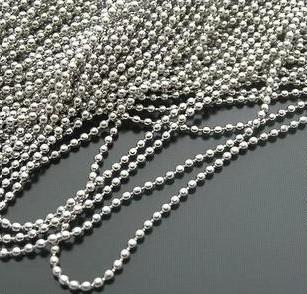 Wholesale- 100pcs Silver Plated Alloy Dog Tags Ball Chain Necklaces 2.4mm Bead stainless bead chain Dog Tags FG1