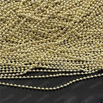 jewelry components diy brass chains round beads light gold plated bracelets necklaces wholesales new copper metal free ship 2.4mm 1.5mm 30m