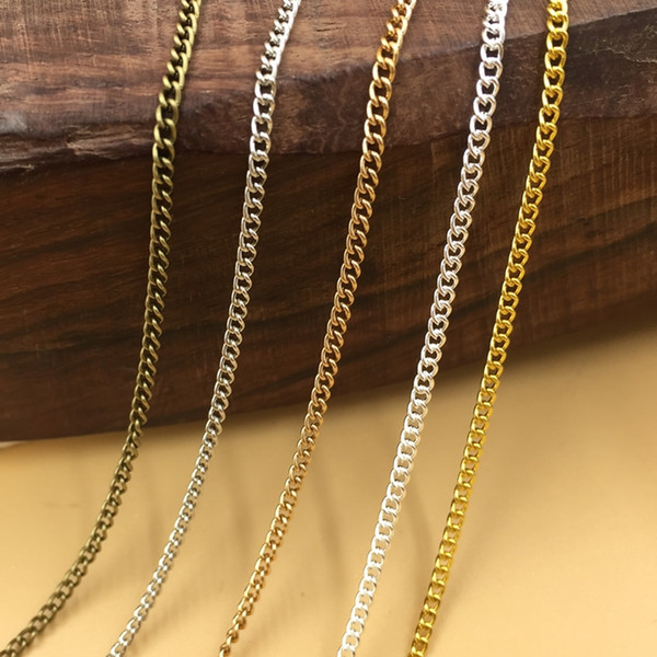 100M 1.5MM fringed long bulk roll Necklace Chains Rhodium/Silver/KC Gold/Gunblack/Antique Bronze Color link Chain for DIY Jewelry Making