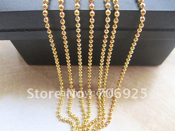 Free shipping Wholesale 2.0mm plated gold ball necklace chain 32feet (10m)/LOT