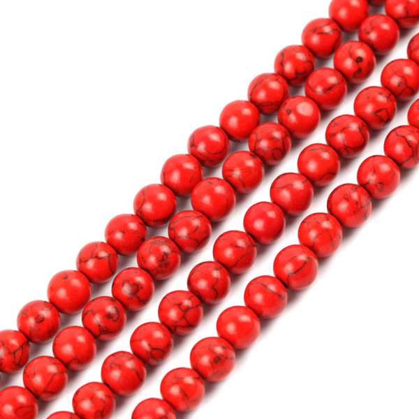 4mm 6mm 8mm 10mm 12mm Pick Size Synthetic stone beads Round Loose Spacer Red Turquoise Stone Beads For DIY Necklace Bracelet