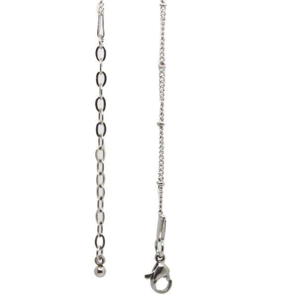 24''+2'' (65cm) 316L stainless steel ball station chain for floating locket or jewelry pendant including 2'' extension